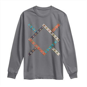 Northern Cheyenne Tribe Flag Montana Tribal Pattern Long Sleeve Shirt TS11 Charcoal Print Your Wear