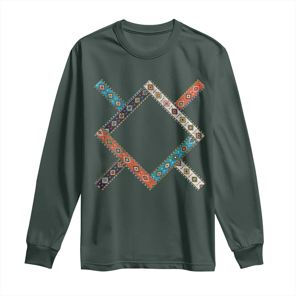 Northern Cheyenne Tribe Flag Montana Tribal Pattern Long Sleeve Shirt TS11 Dark Forest Green Print Your Wear