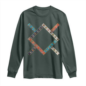 Northern Cheyenne Tribe Flag Montana Tribal Pattern Long Sleeve Shirt TS11 Dark Forest Green Print Your Wear