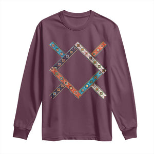 Northern Cheyenne Tribe Flag Montana Tribal Pattern Long Sleeve Shirt TS11 Maroon Print Your Wear