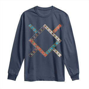 Northern Cheyenne Tribe Flag Montana Tribal Pattern Long Sleeve Shirt TS11 Navy Print Your Wear