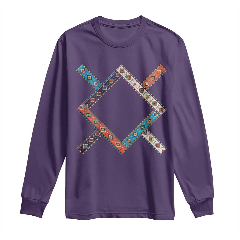 Northern Cheyenne Tribe Flag Montana Tribal Pattern Long Sleeve Shirt TS11 Purple Print Your Wear