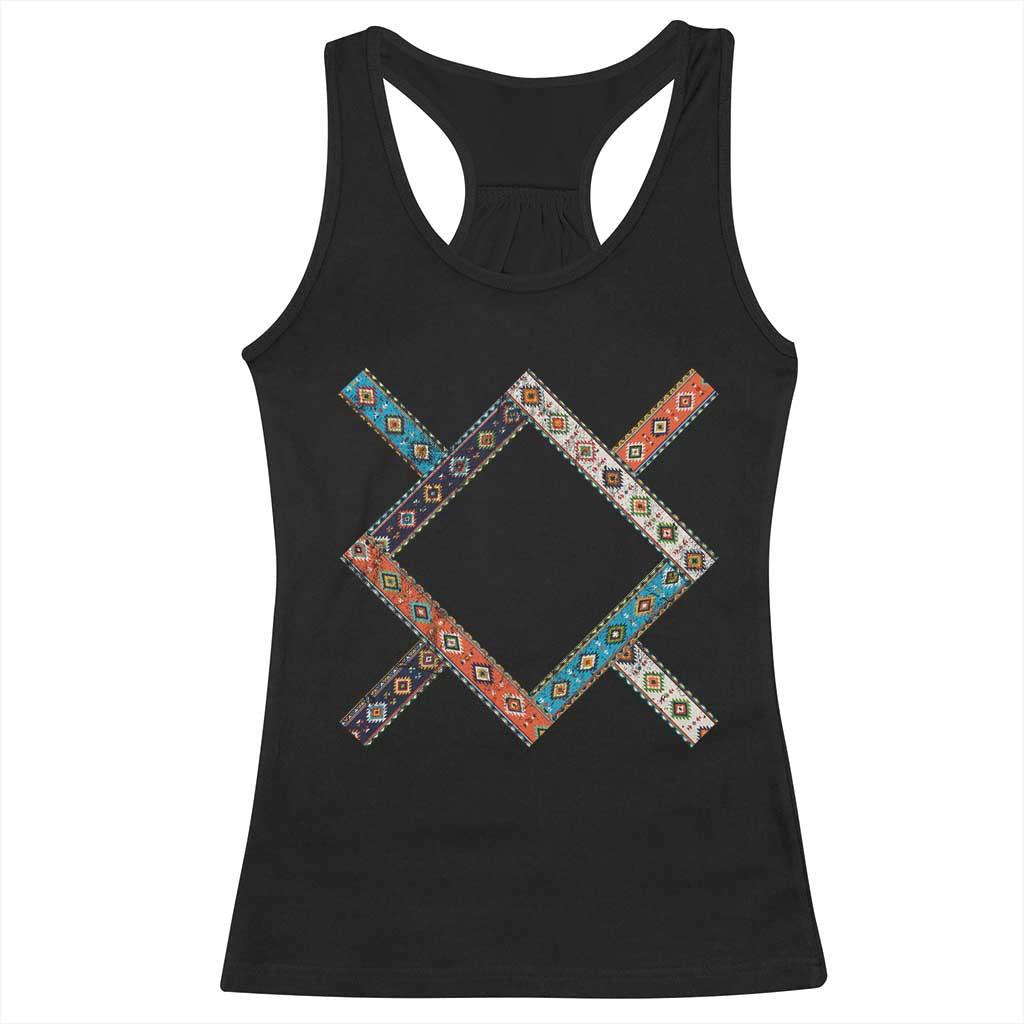 Northern Cheyenne Tribe Flag Montana Tribal Pattern Racerback Tank Top TS11 Black Print Your Wear