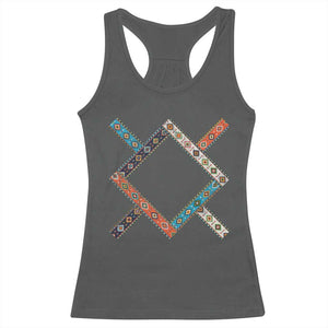 Northern Cheyenne Tribe Flag Montana Tribal Pattern Racerback Tank Top TS11 Dark Heather Print Your Wear