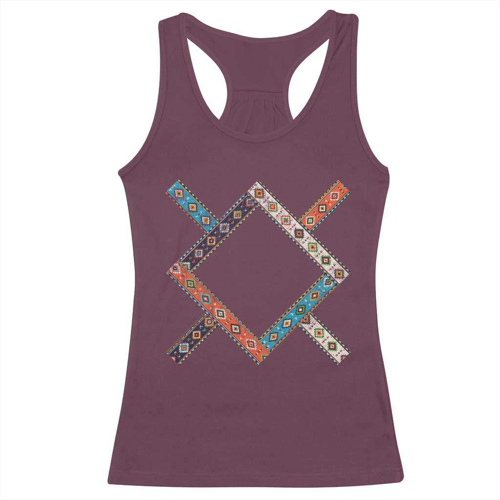 Northern Cheyenne Tribe Flag Montana Tribal Pattern Racerback Tank Top TS11 Maroon Print Your Wear