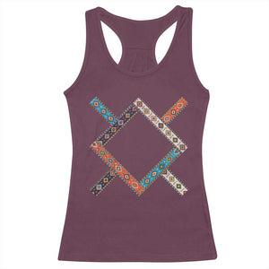 Northern Cheyenne Tribe Flag Montana Tribal Pattern Racerback Tank Top TS11 Maroon Print Your Wear