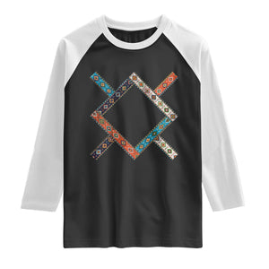 Northern Cheyenne Tribe Flag Montana Tribal Pattern Raglan Shirt TS11 Black White Print Your Wear