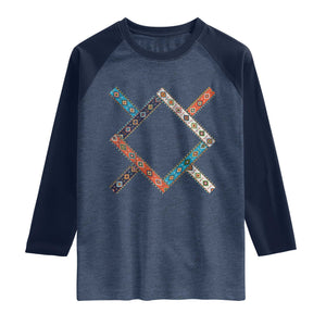 Northern Cheyenne Tribe Flag Montana Tribal Pattern Raglan Shirt TS11 Heather Denim Navy Print Your Wear