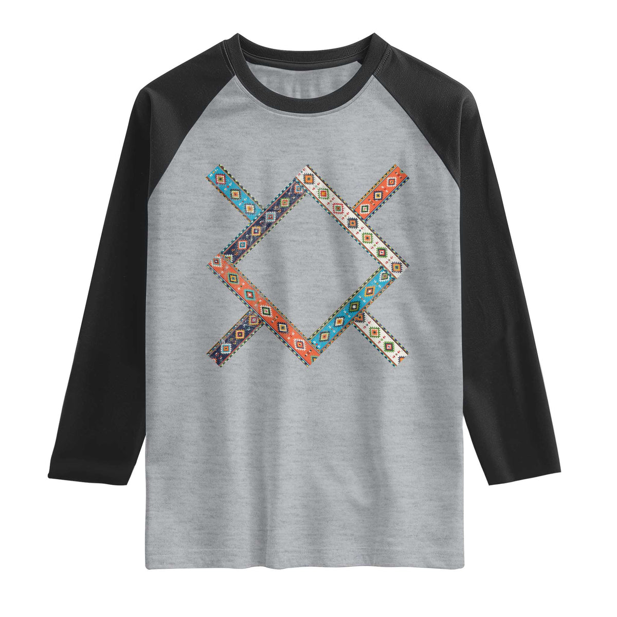 Northern Cheyenne Tribe Flag Montana Tribal Pattern Raglan Shirt TS11 Heather Gray Black Print Your Wear