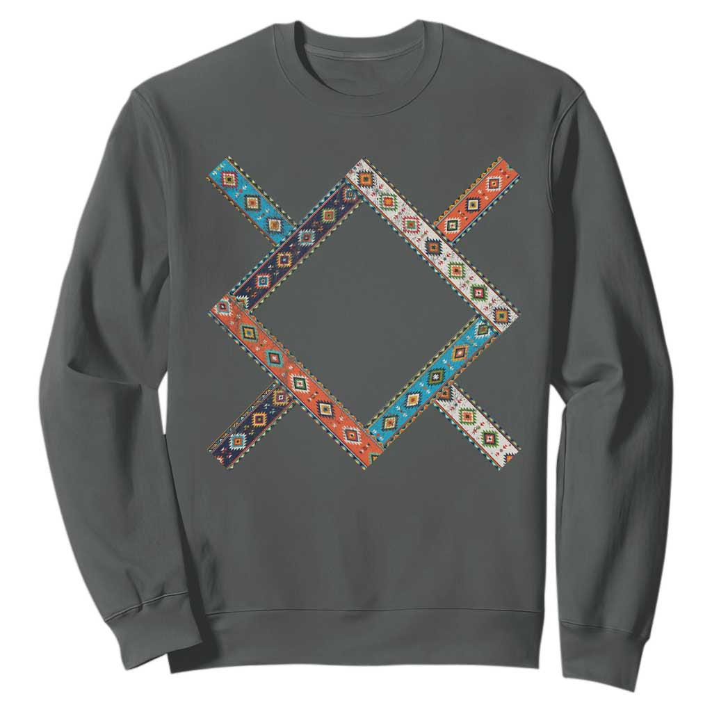 Northern Cheyenne Tribe Flag Montana Tribal Pattern Sweatshirt TS11 Dark Heather Print Your Wear