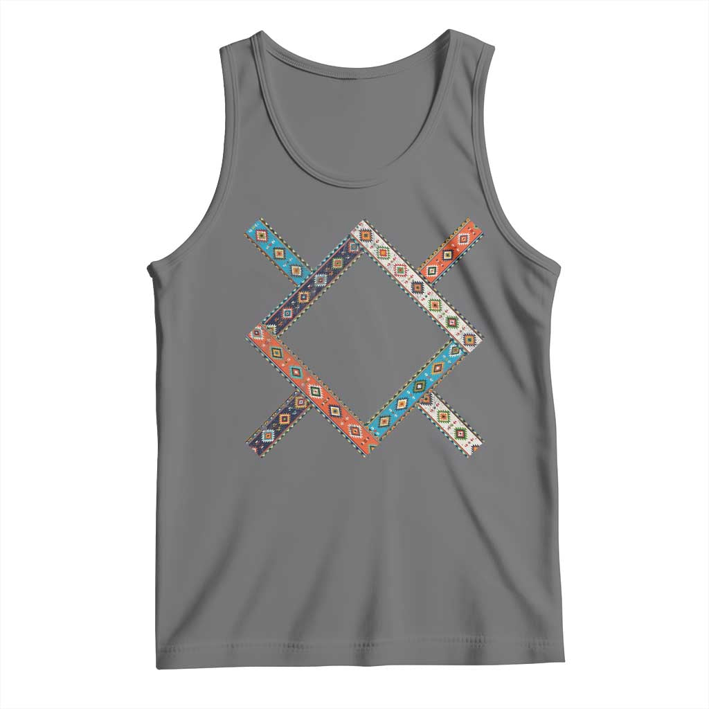 Northern Cheyenne Tribe Flag Montana Tribal Pattern Tank Top TS11 Black Heather Print Your Wear