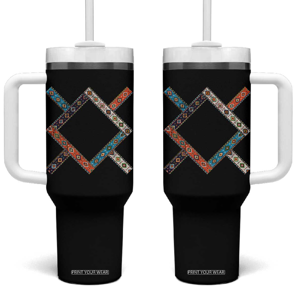 Northern Cheyenne Tribe Flag Montana Tribal Pattern Tumbler With Handle TS11 One Size: 40 oz Black Print Your Wear