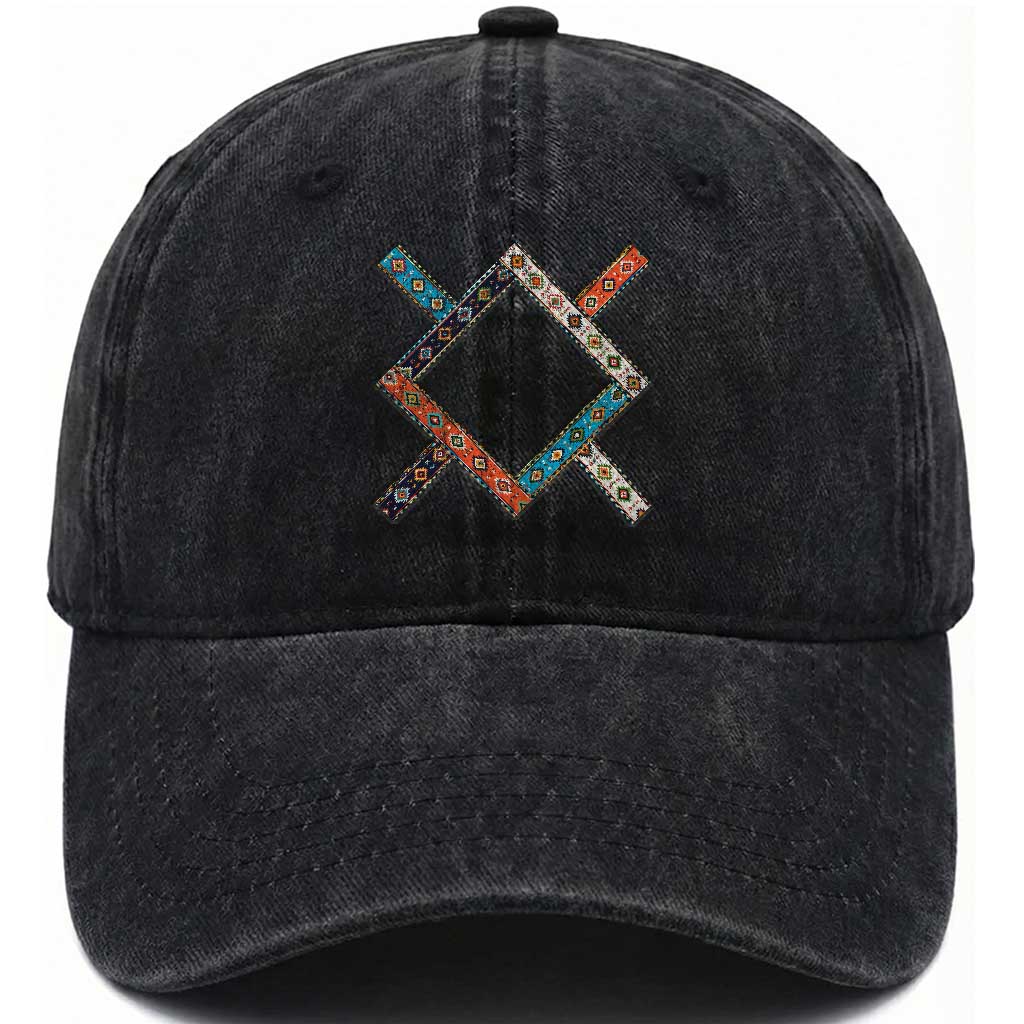 Northern Cheyenne Tribe Flag Montana Tribal Pattern Washed Cotton Baseball Cap TS11 Print Your Wear