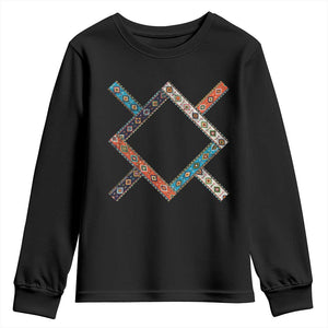 Northern Cheyenne Tribe Flag Montana Tribal Pattern Youth Sweatshirt TS11 Black Print Your Wear
