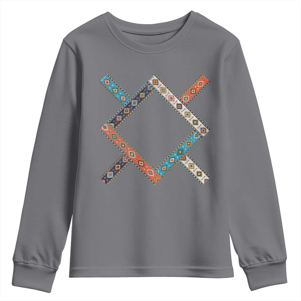 Northern Cheyenne Tribe Flag Montana Tribal Pattern Youth Sweatshirt TS11 Charcoal Print Your Wear