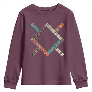 Northern Cheyenne Tribe Flag Montana Tribal Pattern Youth Sweatshirt TS11 Maroon Print Your Wear