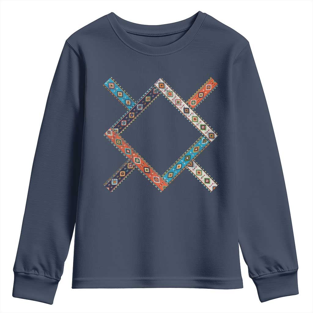 Northern Cheyenne Tribe Flag Montana Tribal Pattern Youth Sweatshirt TS11 Navy Print Your Wear