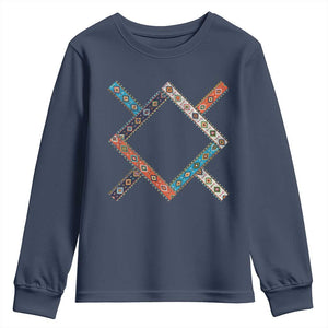 Northern Cheyenne Tribe Flag Montana Tribal Pattern Youth Sweatshirt TS11 Navy Print Your Wear