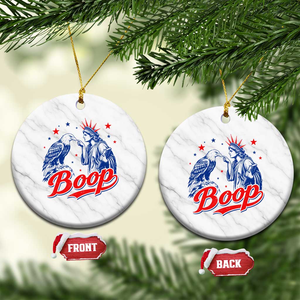 Boop Statue of Liberty and Eagle 4th of July Ceramic Ornament TS11 1pc White Marble Print Your Wear