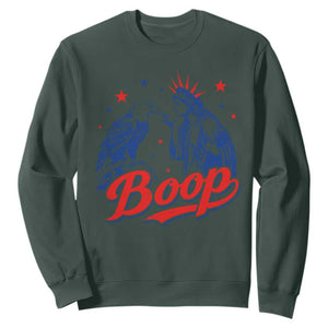 Boop Statue of Liberty and Eagle 4th of July Sweatshirt TS11 Dark Forest Green Print Your Wear