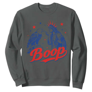 Boop Statue of Liberty and Eagle 4th of July Sweatshirt TS11 Dark Heather Print Your Wear