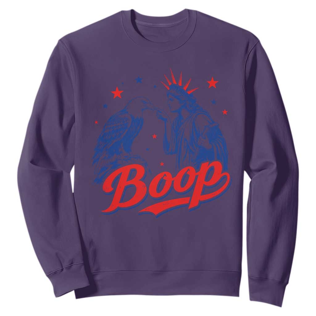 Boop Statue of Liberty and Eagle 4th of July Sweatshirt TS11 Purple Print Your Wear