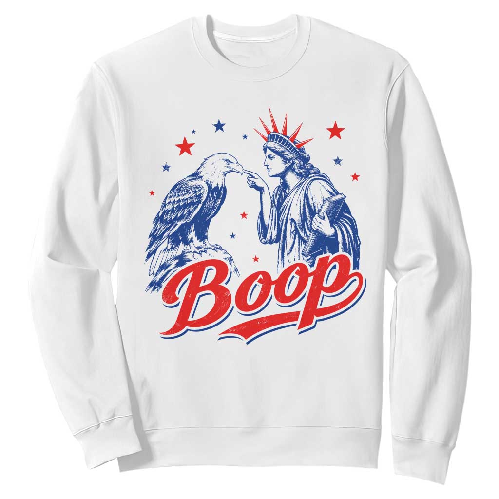 Boop Statue of Liberty and Eagle 4th of July Sweatshirt TS11 White Print Your Wear