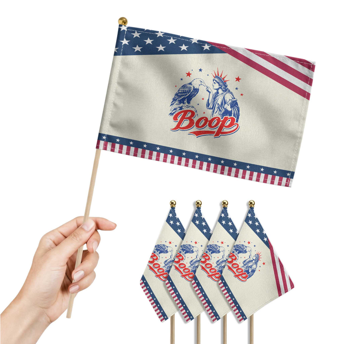 Boop Statue of Liberty and Eagle 4th of July Patriotic Handheld Flag TS11 Print Your Wear