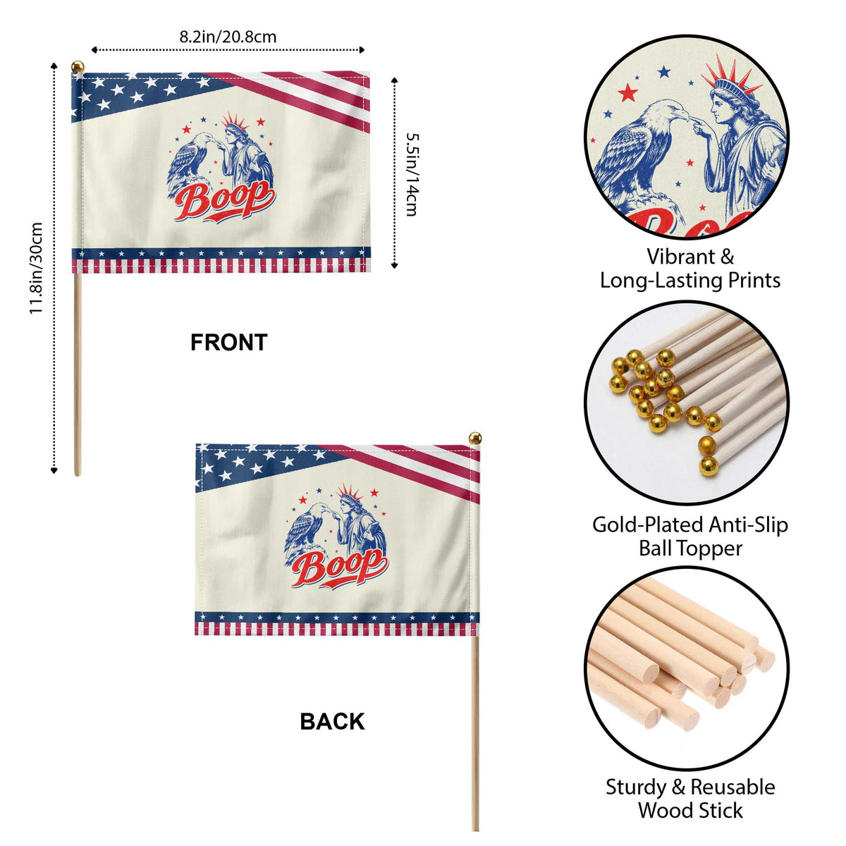 Boop Statue of Liberty and Eagle 4th of July Patriotic Handheld Flag TS11 Print Your Wear