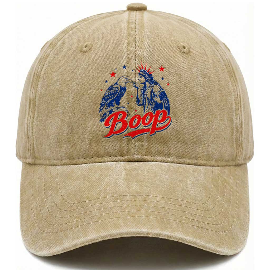 Boop Statue of Liberty and Eagle 4th of July Washed Cotton Baseball Cap TS11 Print Your Wear