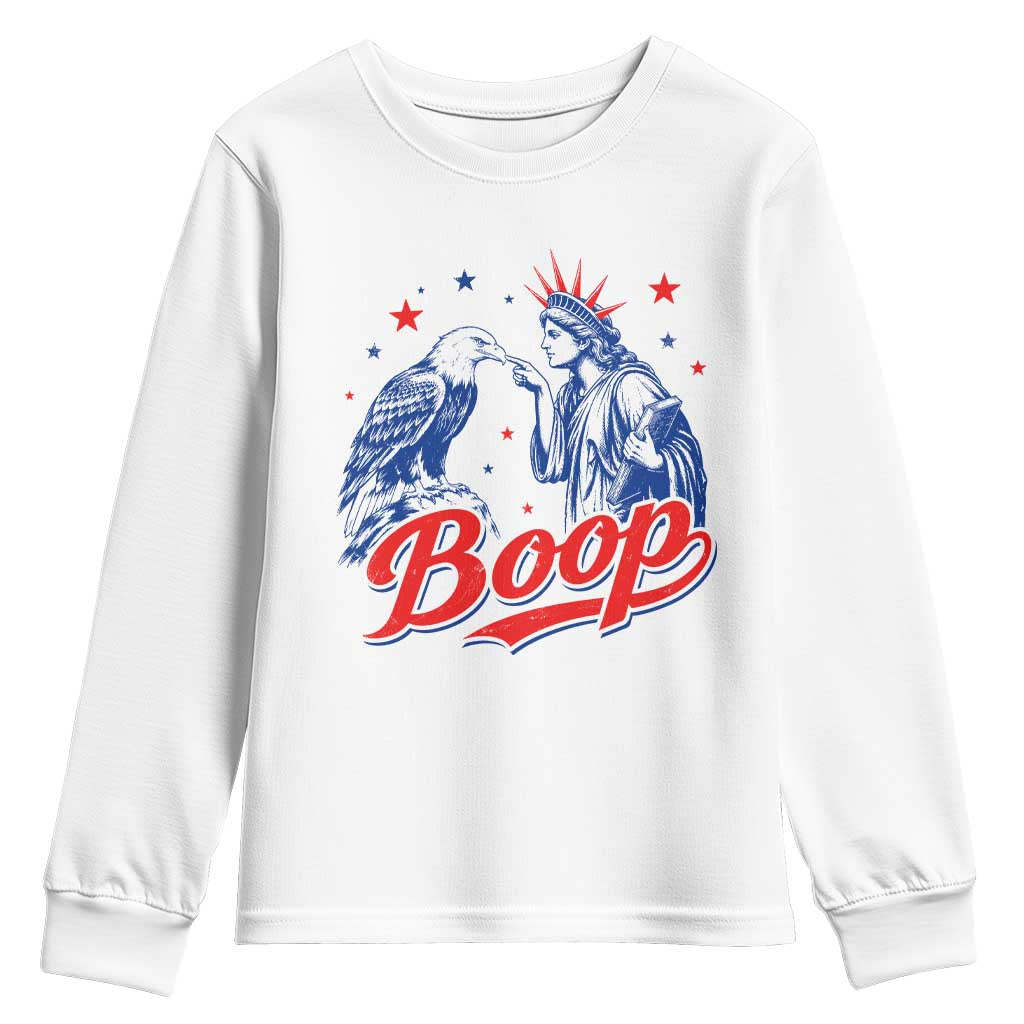 Boop Statue of Liberty and Eagle 4th of July Youth Sweatshirt TS11 White Print Your Wear