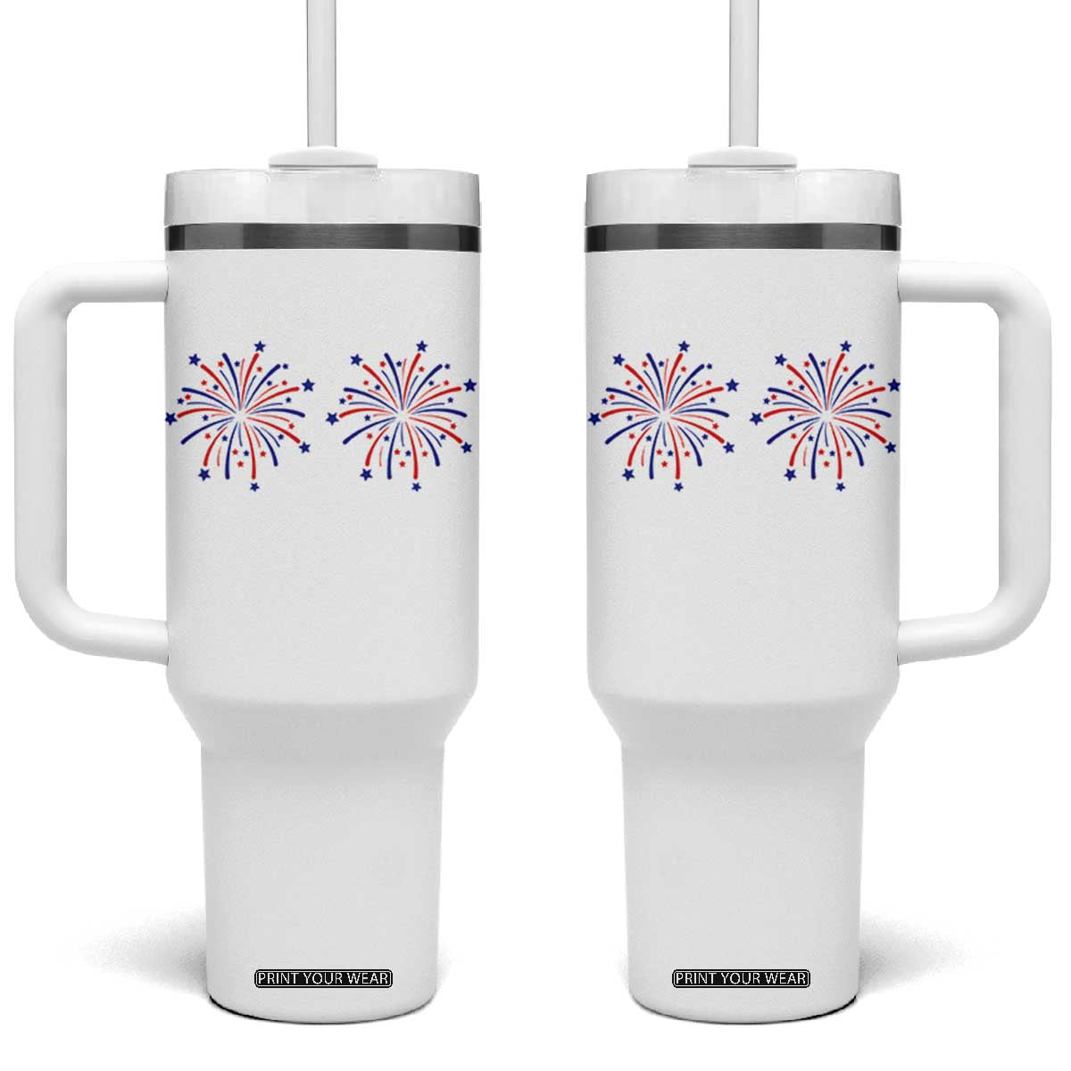 Funny Fireworks 4th of July Adult Humor Tumbler With Handle Just Here for The Fireworks TS11 One Size: 40 oz White Print Your Wear