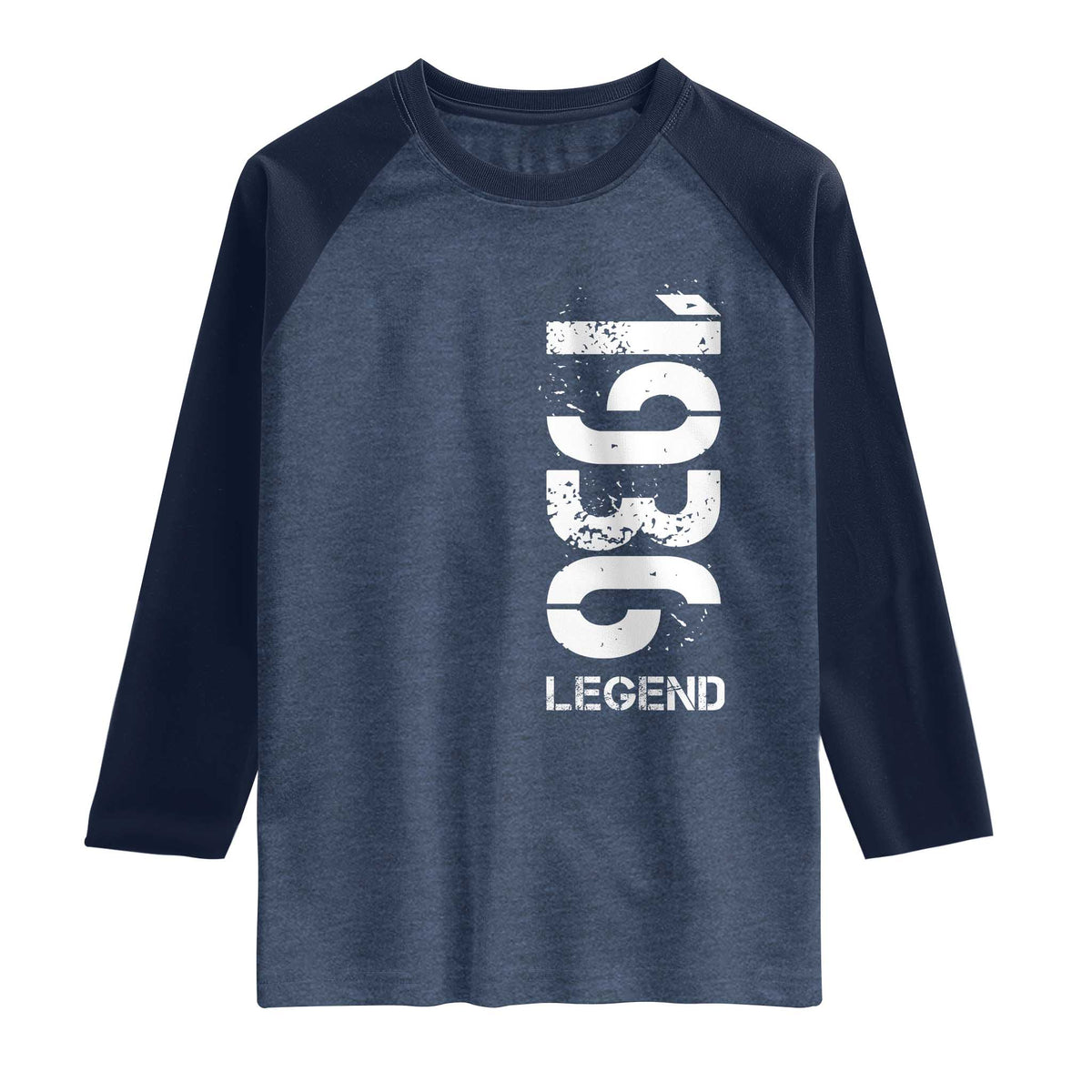 Vintage 1936 Legend Raglan Shirt 90th Birthday Gifts Special Milestone TS11 Heather Denim Navy Print Your Wear