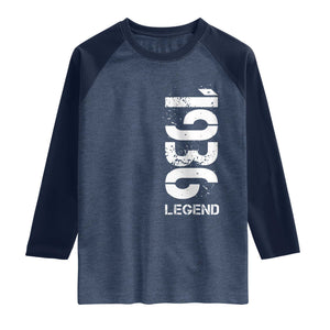Vintage 1936 Legend Raglan Shirt 90th Birthday Gifts Special Milestone TS11 Heather Denim Navy Print Your Wear