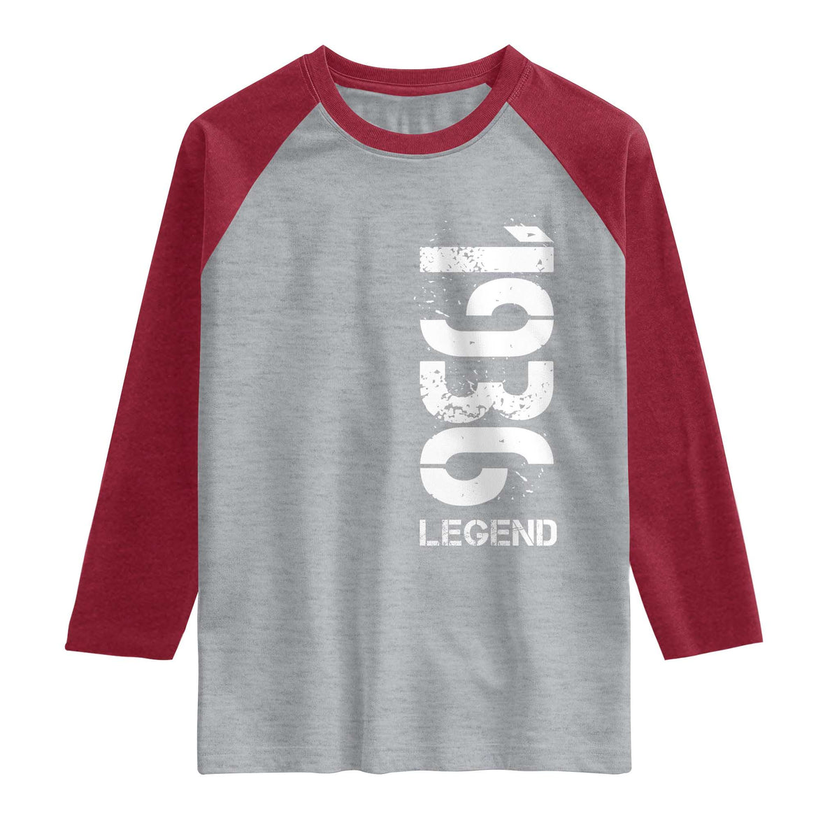 Vintage 1936 Legend Raglan Shirt 90th Birthday Gifts Special Milestone TS11 Heather Gray Heather Red Print Your Wear