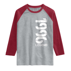 Vintage 1996 Legend Raglan Shirt 30th Birthday Gifts Special Milestone TS11 Heather Gray Heather Red Print Your Wear