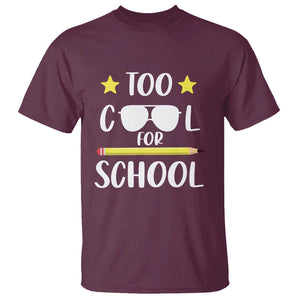 Funny Back To School T Shirt Too Cool For School Sunglasses TS11 Maroon Print Your Wear