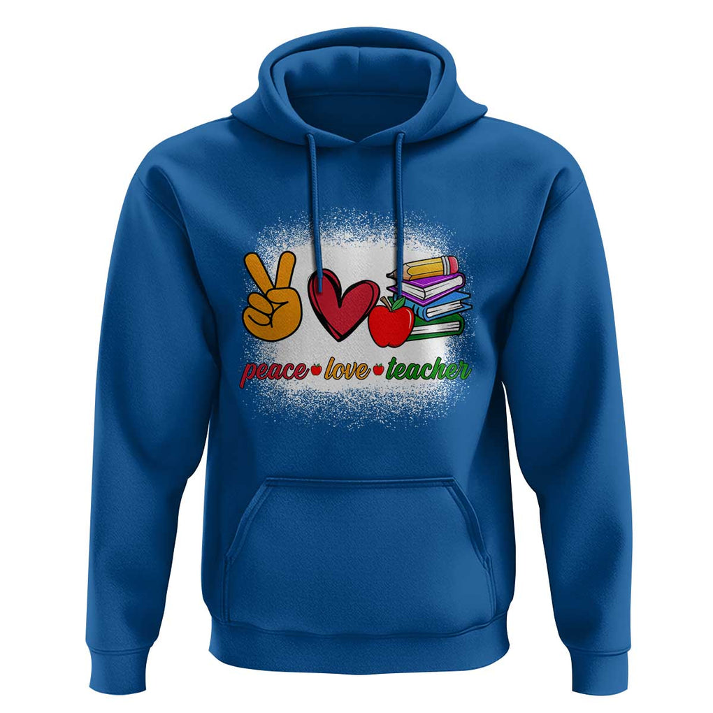 Teacher Hoodie Peace Love Teach Cute Apple Book Pencil TS11 Royal Blue Print Your Wear