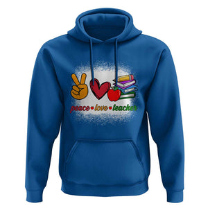 Teacher Hoodie Peace Love Teach Cute Apple Book Pencil TS11 Royal Blue Print Your Wear