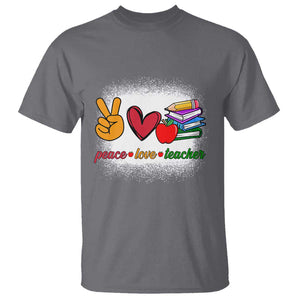 Teacher T Shirt Peace Love Teach Cute Apple Book Pencil TS11 Charcoal Print Your Wear