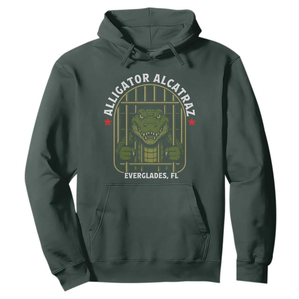 Funny Aligator Alcatraz Everglades Hoodie Alligator Prison Alligatraz Meme TS11 Dark Forest Green Print Your Wear
