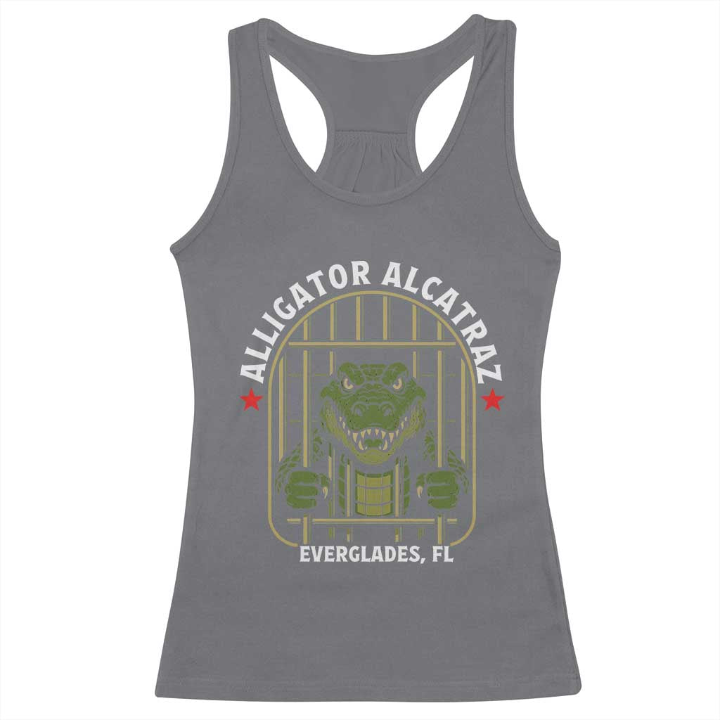 Funny Aligator Alcatraz Everglades Racerback Tank Top Alligator Prison Alligatraz Meme TS11 Charcoal Print Your Wear