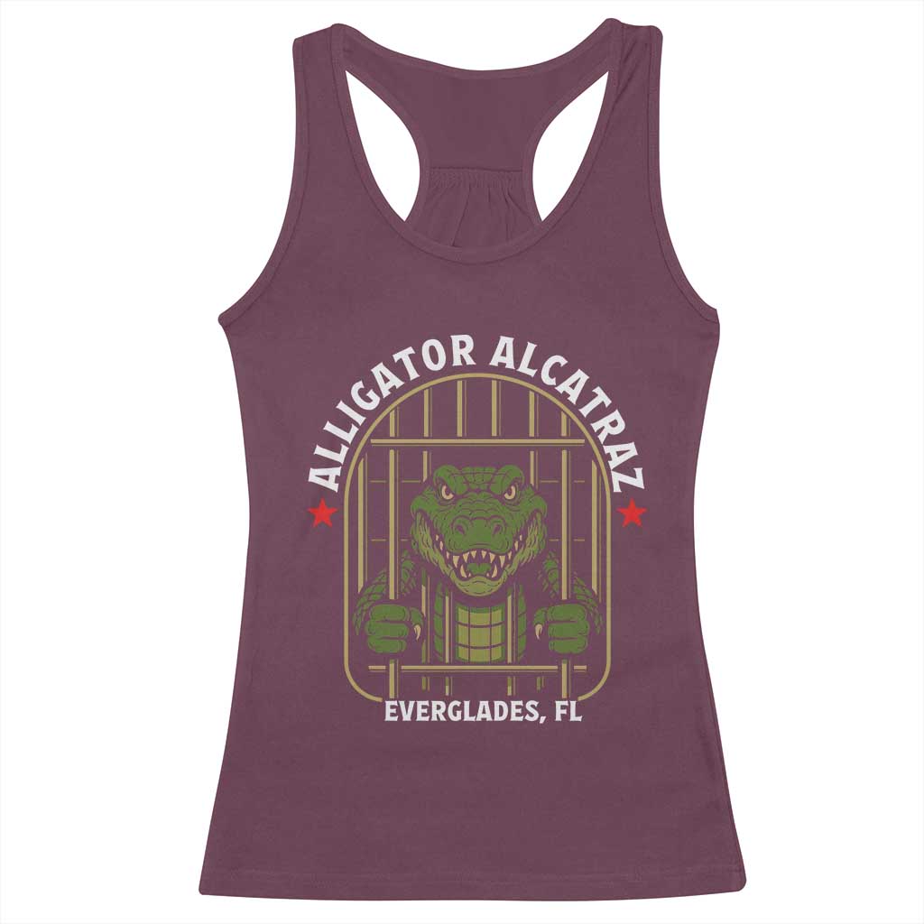 Funny Aligator Alcatraz Everglades Racerback Tank Top Alligator Prison Alligatraz Meme TS11 Maroon Print Your Wear