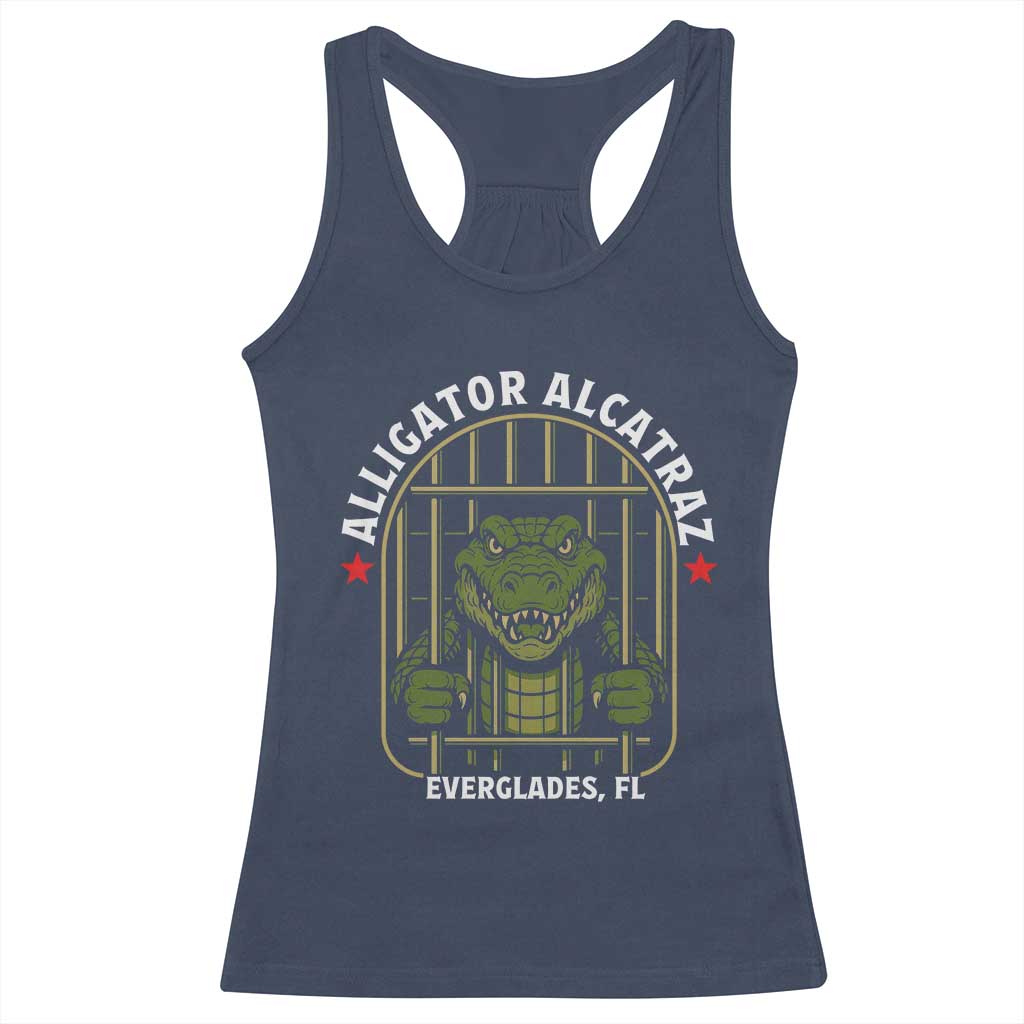 Funny Aligator Alcatraz Everglades Racerback Tank Top Alligator Prison Alligatraz Meme TS11 Navy Print Your Wear