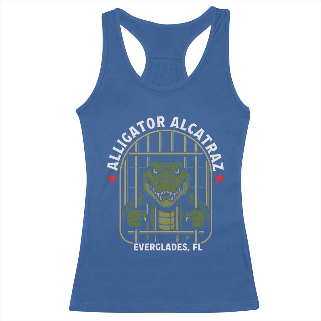 Funny Aligator Alcatraz Everglades Racerback Tank Top Alligator Prison Alligatraz Meme TS11 Royal Blue Print Your Wear
