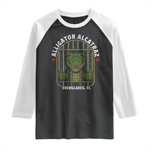 Funny Aligator Alcatraz Everglades Raglan Shirt Alligator Prison Alligatraz Meme TS11 Black White Print Your Wear