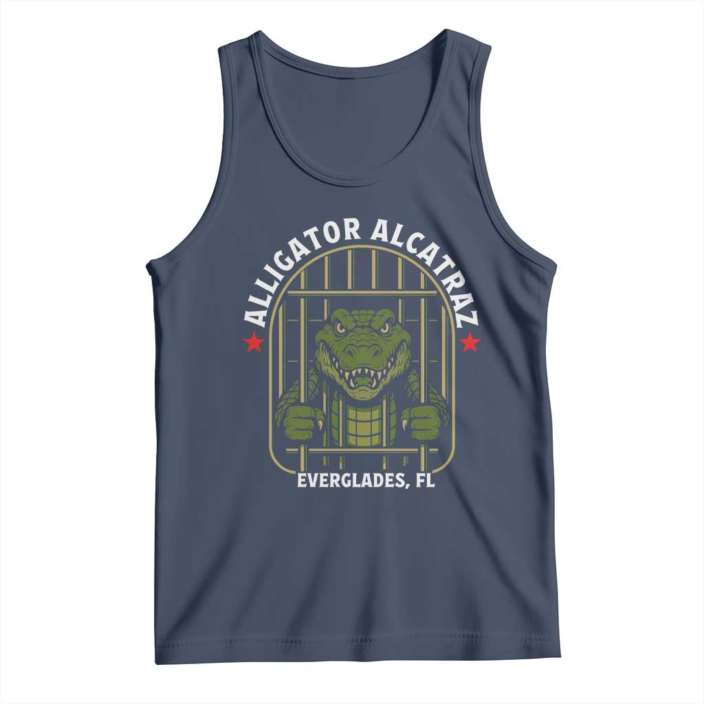 Funny Aligator Alcatraz Everglades Tank Top Alligator Prison Alligatraz Meme TS11 Navy Print Your Wear