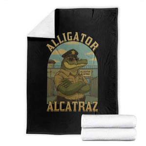 Funny Aligator Alcatraz Everglades Throw Blanket Police Alligator Alligatraz Meme TS11 Black Print Your Wear