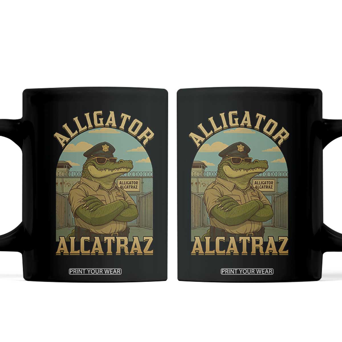 Funny Aligator Alcatraz Everglades Coffee Mug Police Alligator Alligatraz Meme TS11 Black Print Your Wear