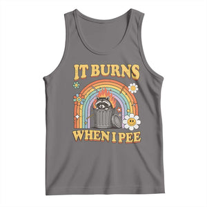 Funny It Burns When I Pee Tank Top Sarcastic Burning Racoon Meme TS11 Deep Heather Print Your Wear